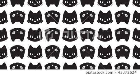cat seamless Pattern vector kitten head Halloween 43372624
