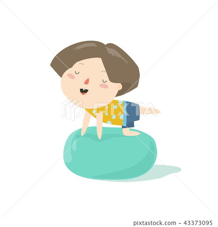 Little smiling boy on a pilates ball 43373095
