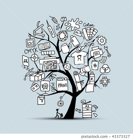 Printing house, sketch for your design 43373327