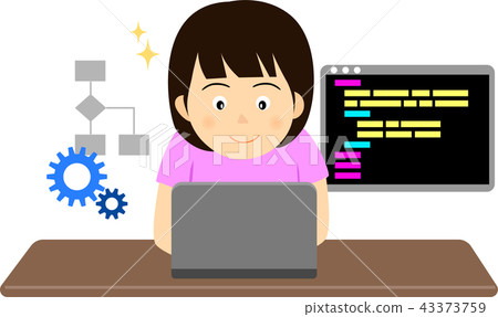 Girl doing programming - Stock Illustration [43373759] - PIXTA