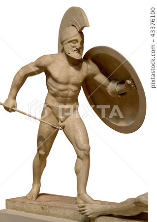 Roman ancient sculpture of warrior. Isolated on white background 43376100