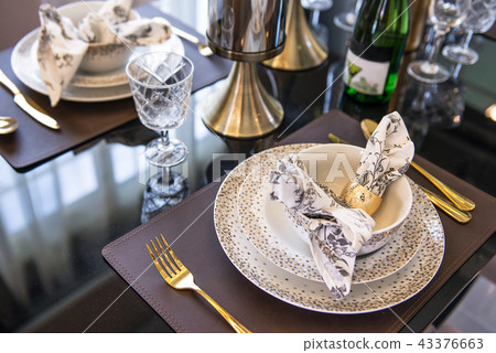 Luxury dining table setting for special meal 43376663