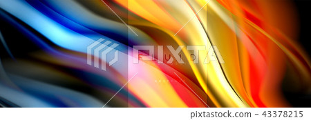 Rainbow fluid abstract shapes, liquid colors design, colorful marble or plastic wavy texture 43378215