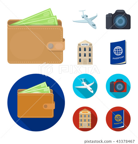Vacation, travel, wallet, money .Rest and travel set collection icons in cartoon,flat style vector Vacation, travel, wallet, money .Rest and travel set collection icons in cartoon,flat style vector 43378467