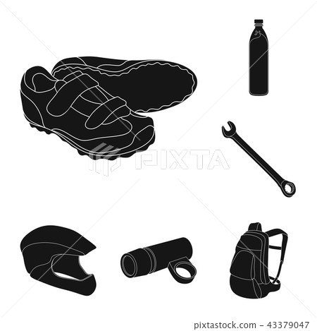 Bicycle outfit black icons in set collection for design. Bicycle and tool vector symbol stock web 43379047