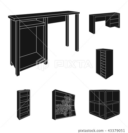 Bedroom furniture black icons in set collection for design. Modern wooden furniture isometric vector 43379051