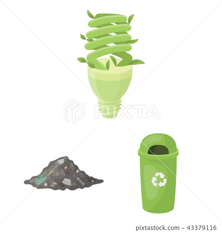 Bio and ecology cartoon icons in set collection for design. An ecologically pure product vector Bio and ecology cartoon icons in set collection for design. An ecologically pure product vector 43379116