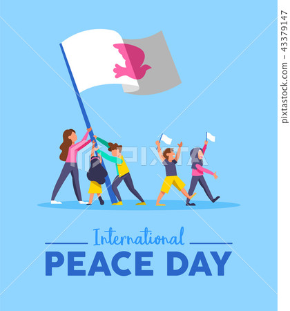 World Peace day card for diverse people teamwork World Peace day card for diverse people teamwork 43379147