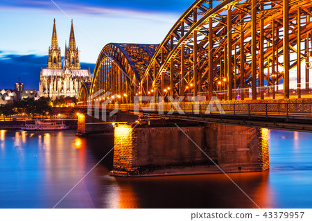 Evening view of Cologne or Koln, Germany Evening view of Cologne or Koln, Germany 43379957