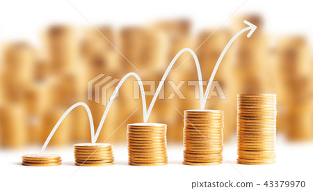 Rows of gold coins for finance and banking concept 43379970