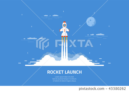 Rocket launch concept banner Rocket launch concept banner 43380262