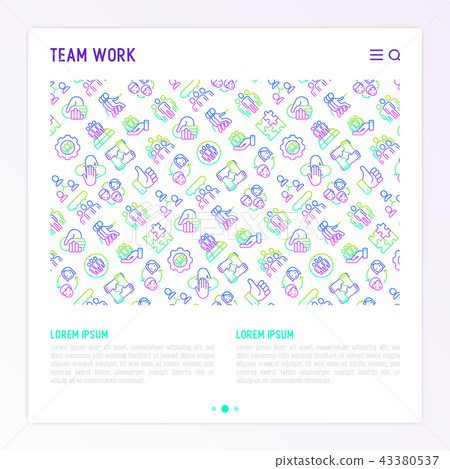 Teamwork concept with thin line icons Teamwork concept with thin line icons 43380537
