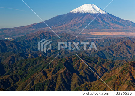 白雪覆蓋的富士山和從Tanzawa-Koto-Don-Maru山口看到的彩色山脈 白雪覆蓋的富士山和從Tanzawa-Koto-Don-Maru山口看到的彩色山脈 43380539