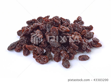 Dried raisins on a white background Dried raisins on a white background 43383200
