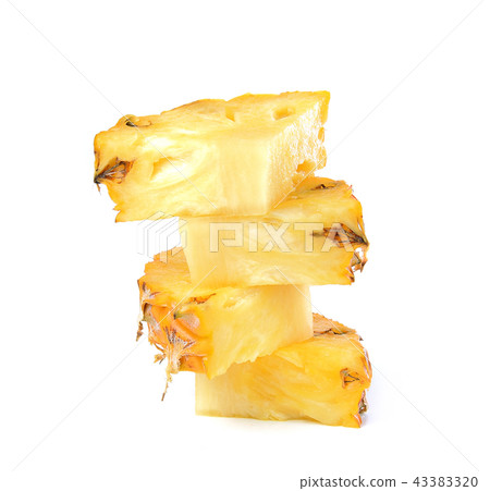 Juicy ripe sliced pineapple  on white background 43383320