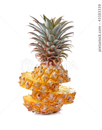 Juicy ripe sliced pineapple on white background 43383339