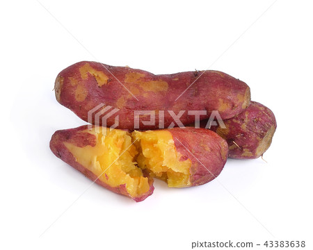 Whole purple yams photographed white background. Whole purple yams photographed white background. 43383638