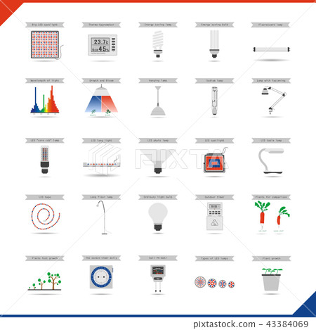 Set icon LED equipment phyto light for plants 43384069