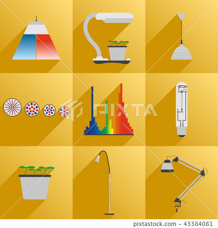 Set icon LED equipment phyto light for plants 43384081