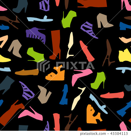 Seamless pattern of colored women shoes 43384113