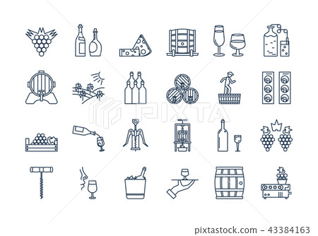 04 Outline WINE PRODUCTION icon set 43384163