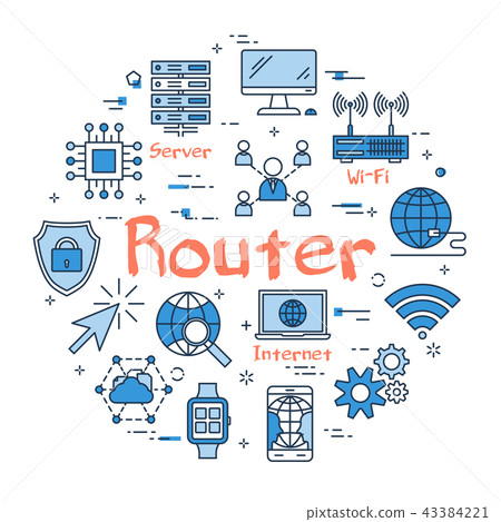 Blue round Router concept Blue round Router concept 43384221