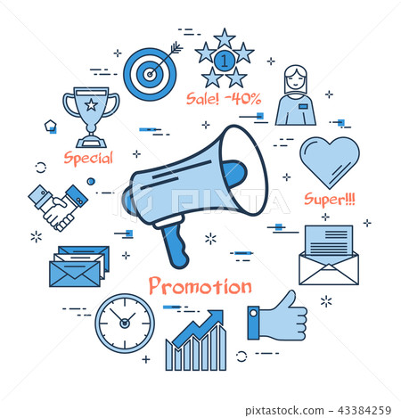 Blue round Promotion concept Blue round Promotion concept 43384259