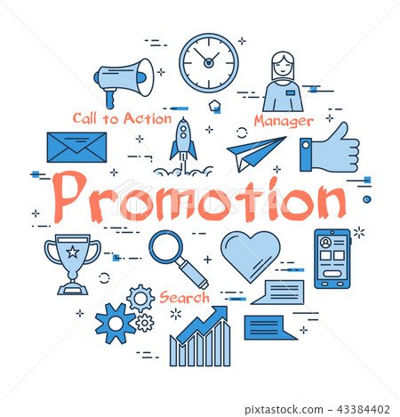 Blue round Promotion concept 43384402