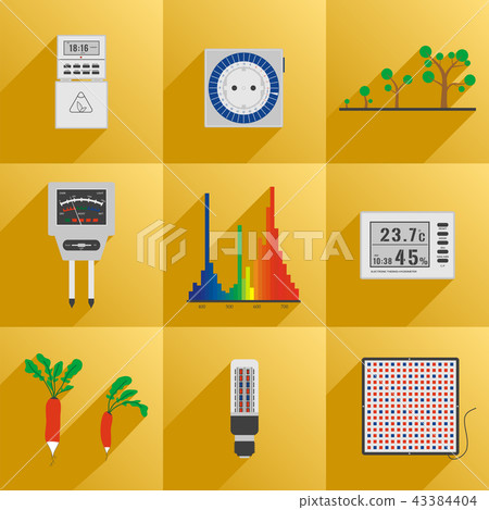 Set icon LED equipment phyto light for plants 43384404