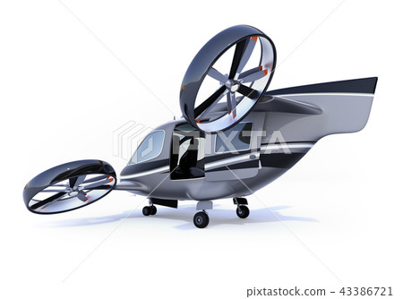 Image of a self-driving passenger drone on a white background. Flying car concept Image of a self-driving passenger drone on a white background. Flying car concept 43386721