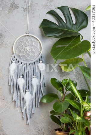 Gray beige dream catcher on gray Gray beige dream catcher on gray 43387362