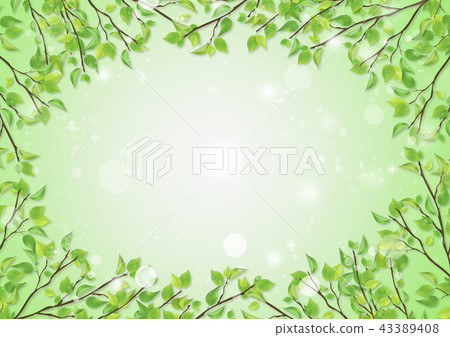 Fresh green leaves glitter particles from the center Fresh green leaves glitter particles from the center 43389408