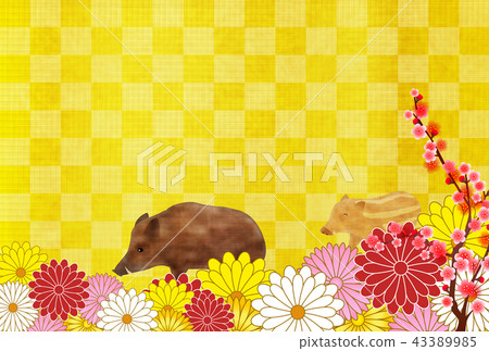 亥 和紙 年賀状 背景 亥 和紙 年賀状 背景 43389985