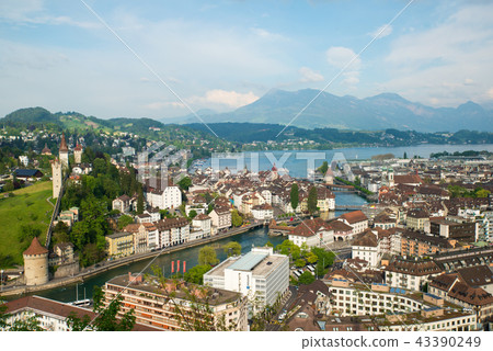 Aerial view of the old town, Lucerne city Aerial view of the old town, Lucerne city 43390249