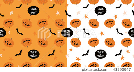 Cartoon pumpkins halloween pattern background 43390947