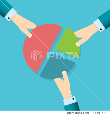 Hand of businessman pull a piece of diagram 43391468