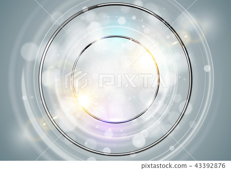 Abstract ring background. Metal chrome round frame 43392876