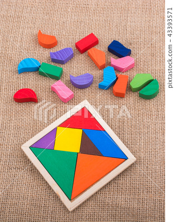 Pieces of a square tangram puzzle 43393571
