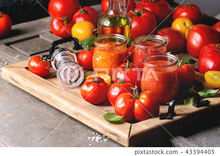 Variety of tomato sauces Variety of tomato sauces 43394405