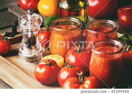 Variety of tomato sauces Variety of tomato sauces 43394409