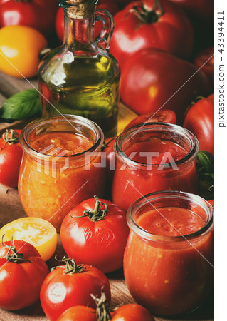 Variety of tomato sauces Variety of tomato sauces 43394411