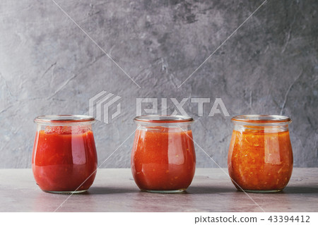 Variety of tomato sauces Variety of tomato sauces 43394412