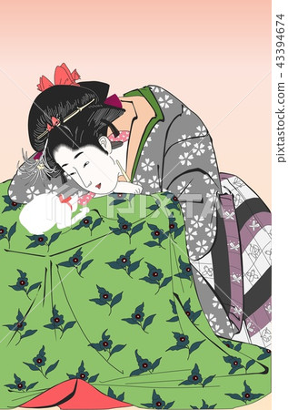 Beautiful woman with a cat 43394674