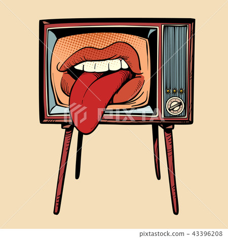 female tongue sticking out female tongue sticking out 43396208