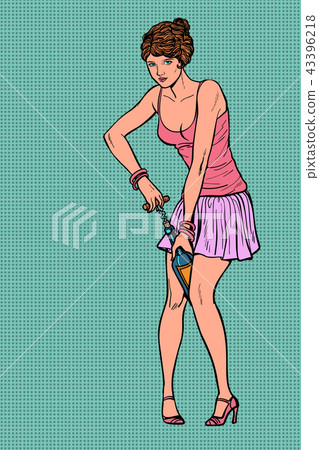 Woman uncorking Champagne 43396218