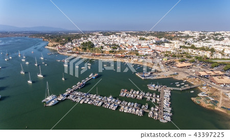 Aerial view of the village of Alvor, in the summer, in southern Portugal. 43397225