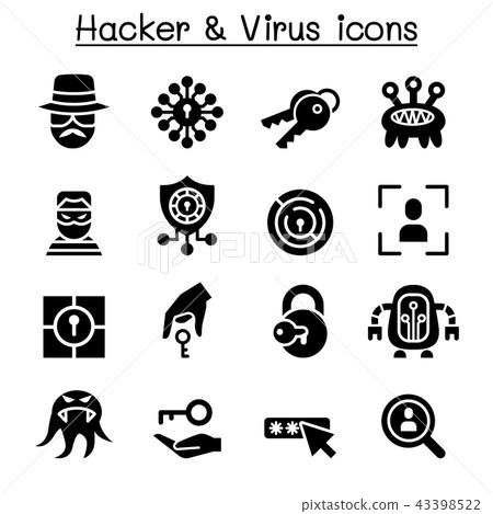 Hacker & Computer virus icon set 43398522