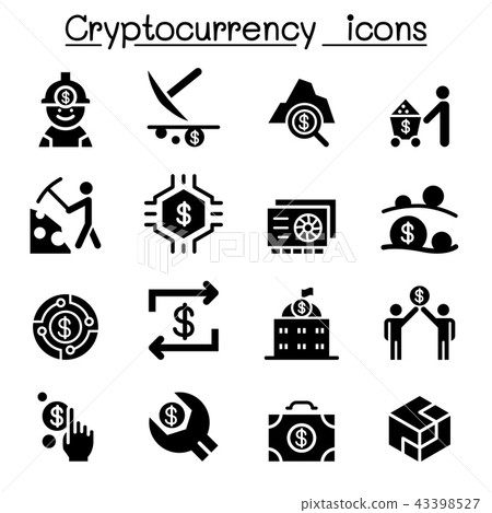 Cryptocurrency icon set 43398527