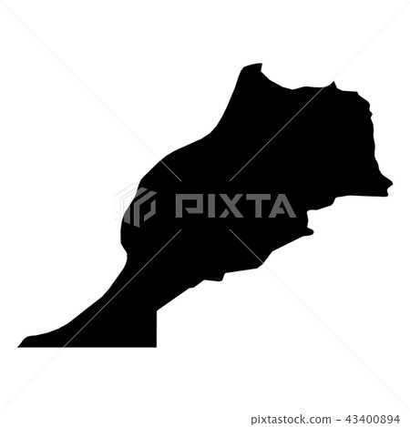Morocco - solid black silhouette map of country area. Simple flat vector illustration 43400894