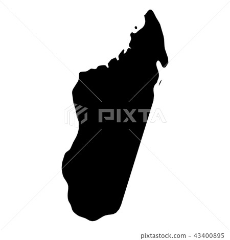 Madagascar - solid black silhouette map of country area. Simple flat vector illustration 43400895